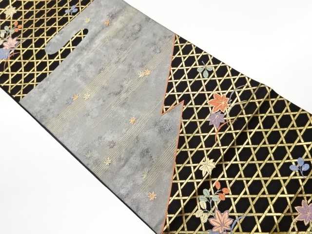 JAPANESE FUKURO OBI / WOVEN MAPLE LEAVES / ARTISAN WORK